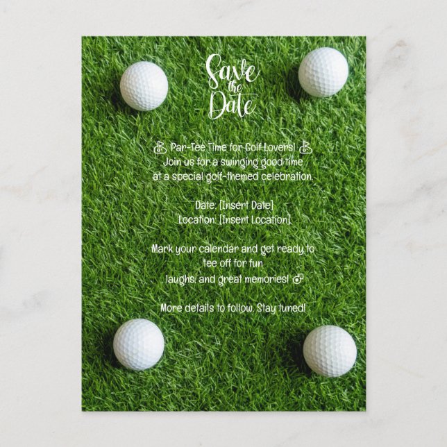 Carte Postale Golf Économisez la date : Golf-Theme Party Invitat (Devant)