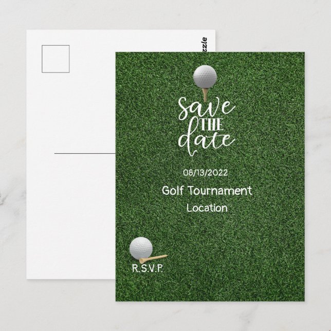 Carte Postale Golf Économisez la date pour le tournoi de golf Go (Devant / Derrière)