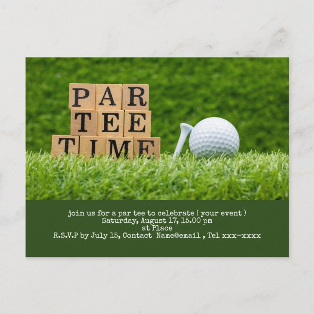 Carte Postale Golf enregistrer la date avec balle de golf et tee (Devant)