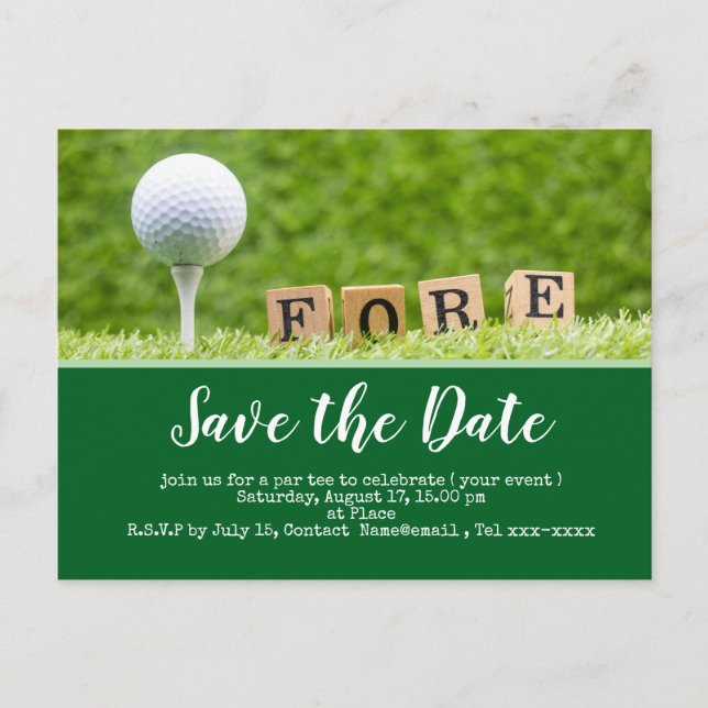 Carte Postale Golf faire part avec balle de golf sur tee (Devant)