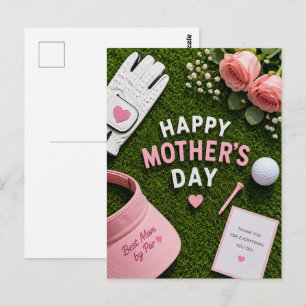 Carte Postale Golf Fête des Mères pour maman golfeuse avec balle