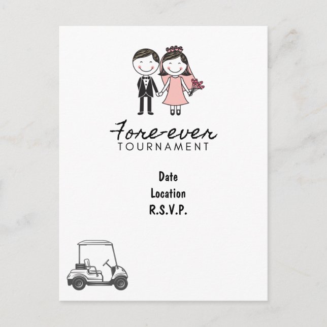 Carte Postale Golf FORE JAMAIS mariage de golf Enregistrer la da (Devant)