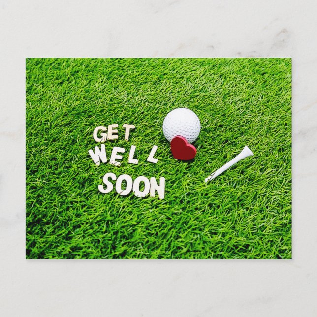 Carte Postale Golf Get Well Bientôt avec balle de golf sur l'amo (Devant)