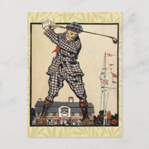 Carte Postale Golf Golfeur Vintage Antique Golf