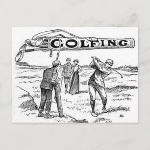 Carte Postale Golf Golfing Jouer Tournoi de golf Vintage