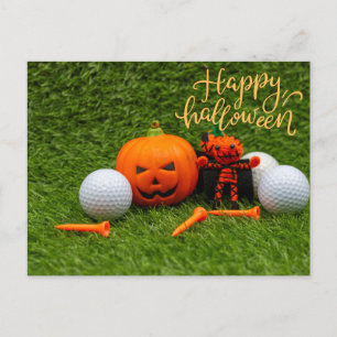 Carte Postale Golf Halloween au golf avec balle de golf Hallowee