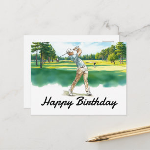 Carte Postale Golf Joyeux Anniversaire Golfing