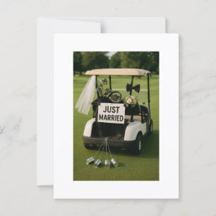 Carte Postale Golf Just Marié avec voiturette de golf