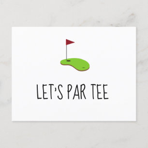 Carte Postale Golf Let’s Par avec drapeau de golf sur green Invi