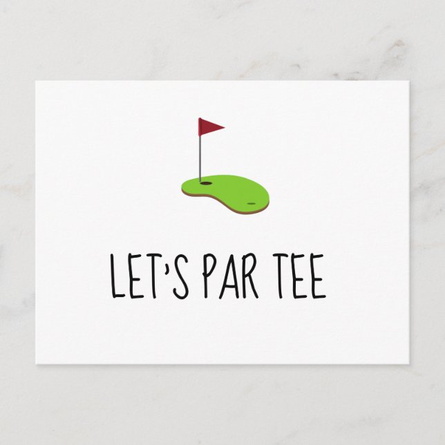 Carte Postale Golf Let’s Par avec drapeau de golf sur vert (Devant)