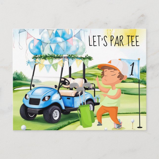 Carte Postale Golf Let’s Par tee Golfer au drapeau vert (Devant)