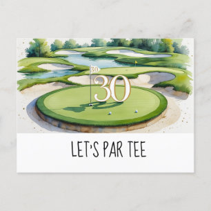 Carte Postale Golf Let's Par tee 30e anniversaire pour la fête