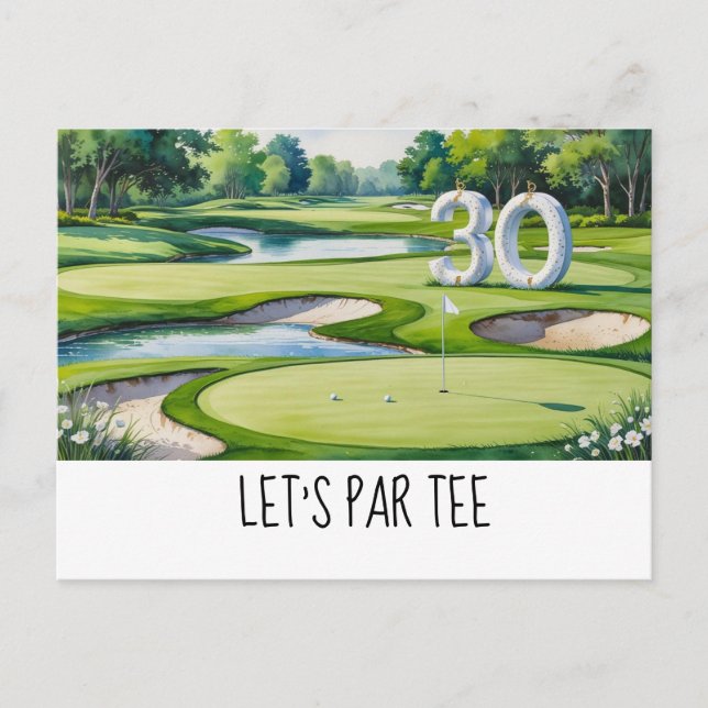 Carte Postale Golf Let's Par tee  30e anniversaire pour la fête  (Devant)