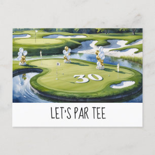 Carte Postale Golf Let's Par tee 30e anniversaire pour la fête