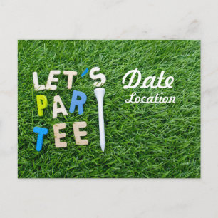 Carte Postale Golf Let's Par tee avec tee blanc est en vert