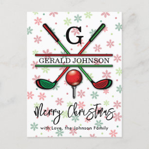Carte Postale Golf Monogramme Joyeux Noël-vacances Design
