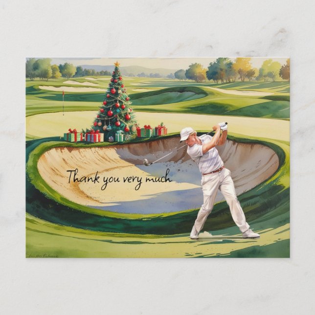 Carte Postale Golf Noël thème pour golfeur (Devant)