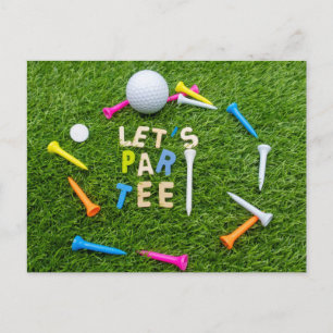 Carte Postale Golf Par tee party avec balle de golf coloré tee -
