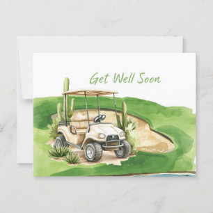 Carte Postale Golf Prompt rétablissement avec voiturette de golf