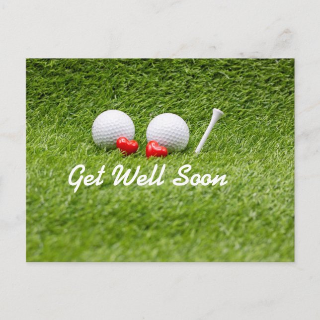 Carte Postale Golf Prompt rétablissement balles de golf et tee a (Devant)