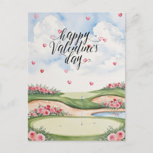 Carte Postale Golf romantique avec Roses - Aquarelle
