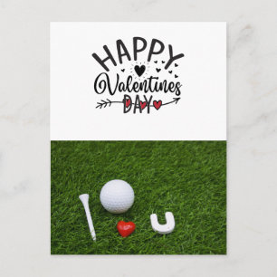 Carte Postale Golf Saint Valentin avec balles de golf pour Golfe