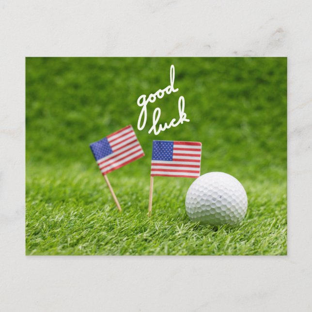 Carte Postale Golf saluer balle de golf bonne chance Drapeau de  (Devant)