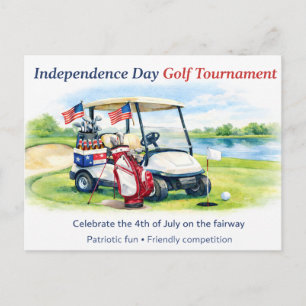 Carte Postale Golf Save the Date avec balle de golf et drapeau a