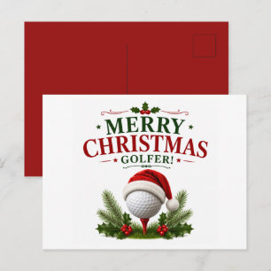 Carte Postale Golf sur le thème de Noël pour golfeur