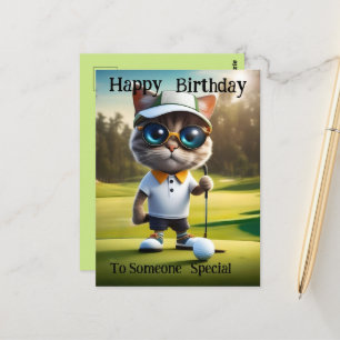 Carte Postale Golf Time : Chat de golf drôle, Anniversaire