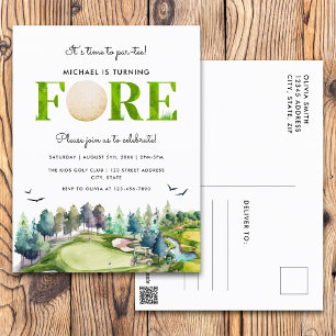 Carte Postale Golf Turning Fore Time pour Par-tee 4ème Anniversa