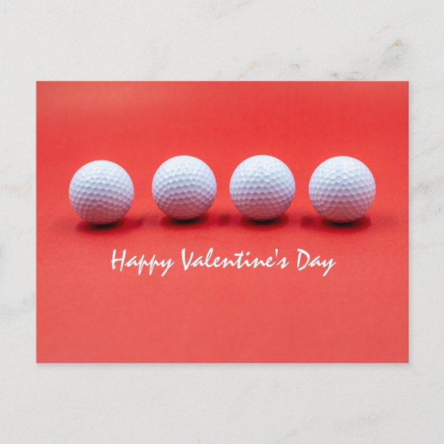 Carte Postale Golf Valentine's Day avec balles de golf sont sur  (Devant)
