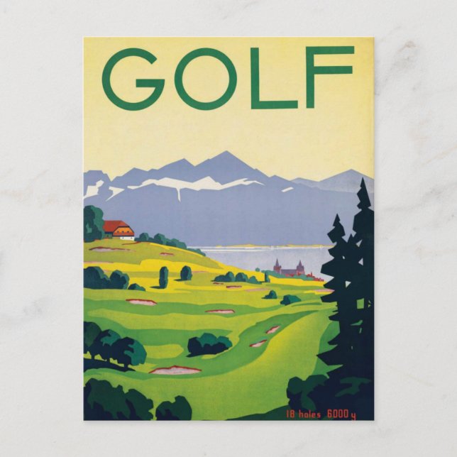 Carte Postale Golf vintage Lausanne City Lac Suisse (Devant)