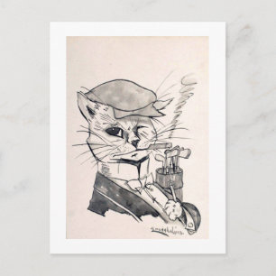 Carte Postale Golfer Cat, Louis Wain