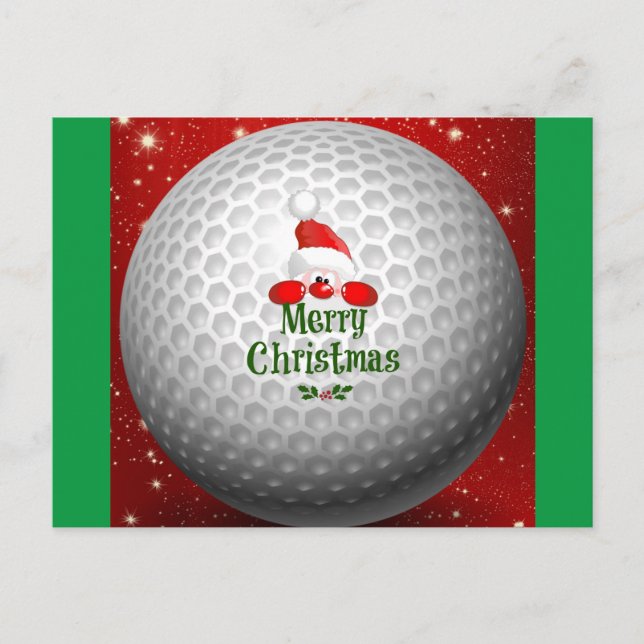 Carte Postale Golfer Père Noël, "Joyeux Noël" (Devant)