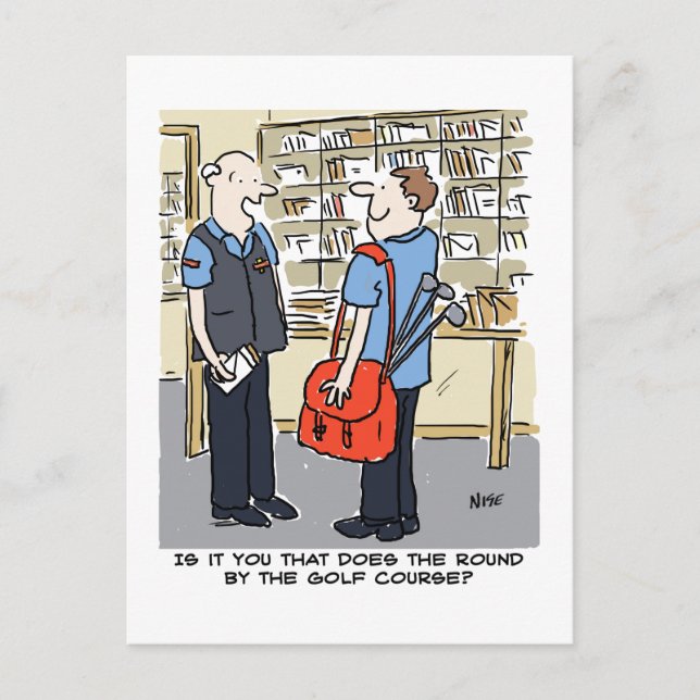 Carte Postale Golfer Postman aime le dessin sur le golf (Devant)