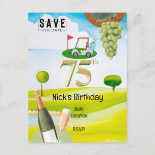 Carte Postale Golfeur 75e anniversaire sur le parcours de golf