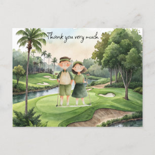 Carte Postale Golfeur du golf aquarelle couple golfeur