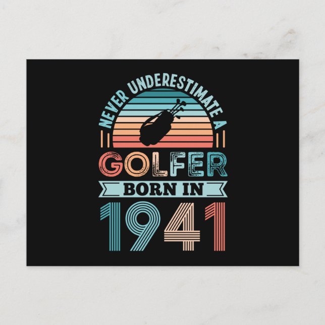 Carte Postale Golfeur né en 1941 Cadeau d'anniversaire 80 ans Pa (Devant)