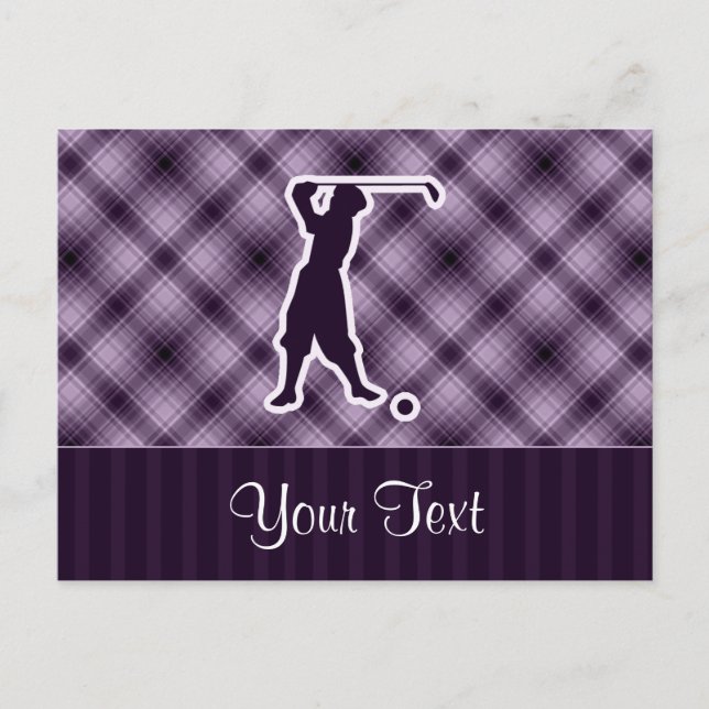 Carte Postale Golfeur Vintage pourpre (Devant)