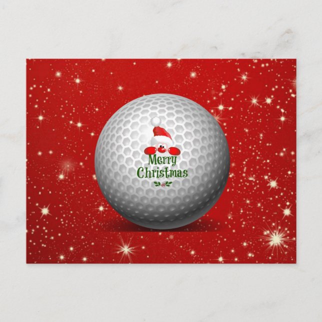 Carte Postale Golfing Père Noël, conception fantastique de Noël (Devant)