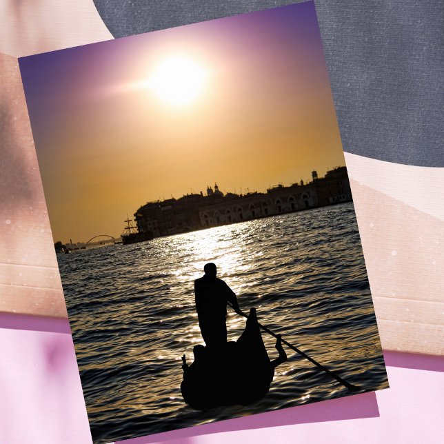 Carte Postale Gondola Romantique à Venise Coucher De Soleil (Créateur téléchargé)