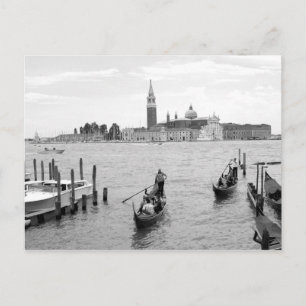 Carte Postale Gondolier noir et blanc à Venise