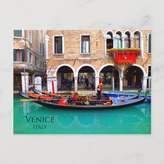 Carte postale Gondoliers vénitienne (Devant)