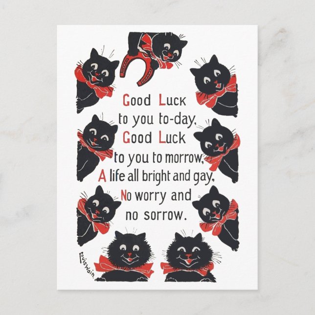 Carte Postale Good Luck Cats, Louis Wain (Devant)