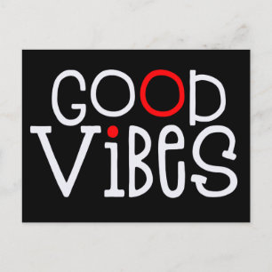Carte Postale Good Vibes Bold Typographie Positif Blanc Rouge