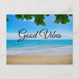 Carte Postale Good Vibes Tropical Beach Sable et mer