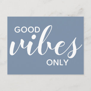 Carte Postale Good Vibes uniquement Positivity Affirmation Bleu
