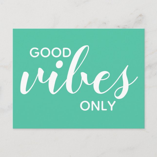 Carte Postale Good Vibes uniquement Positivity Affirmation Green (Devant)