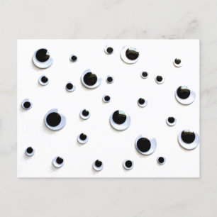Carte Postale Googly Eyes noir et blanc Silly Humour amusant